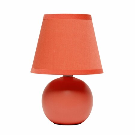 CREEKWOOD HOME Traditional Petite Ceramic Orb Base Table Desk Lamp with Matching Tapered Drum Fabric Shade, Orange CWT-2004-OG